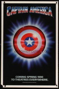 3z116 CAPTAIN AMERICA teaser 1sh '90 Marvel Comics superhero, cool image of shield!