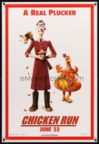 3z131 CHICKEN RUN teaser DS 1sh '00 Peter Lord & Nick Park claymation, a real plucker!