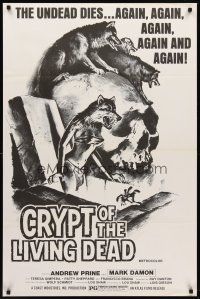 3z158 CRYPT OF THE LIVING DEAD 1sh '73 cool Smith horror art, the undead dies again and again!