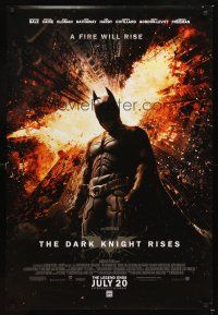 3z169 DARK KNIGHT RISES advance DS 1sh '12 Christian Bale as Batman, a fire will rise!