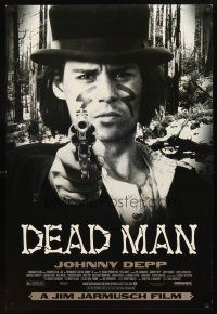 3z175 DEAD MAN DS 1sh '96 great image of Johnny Depp pointing gun, Jim Jarmusch weird western!