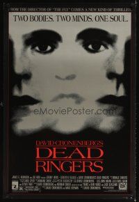 3z177 DEAD RINGERS 1sh '88 Jeremy Irons & Genevieve Bujold, directed by David Cronenberg!