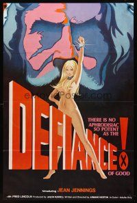 3z180 DEFIANCE OF GOOD 1sh '74 Jean Jennings, Fred J. Lincoln, cool sexy artwork!
