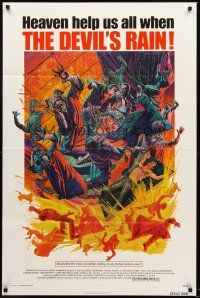 3z184 DEVIL'S RAIN 1sh '75 Ernest Borgnine, William Shatner, Anton Lavey, cool Mort Kunstler art!