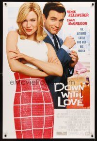 3z200 DOWN WITH LOVE DS 1sh '03 David Hyde Pierce, sexy Rene Zellweger & Ewan McGregor!