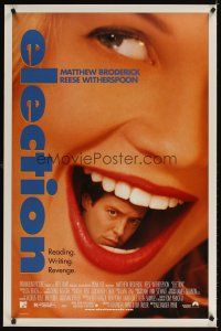 3z214 ELECTION DS 1sh '99 wild image of Matthew Broderick in Reese Witherspoon's mouth!