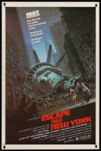 3z224 ESCAPE FROM NEW YORK 1sh '81 John Carpenter, art of decapitated Lady Liberty by Barry E. Jackson!