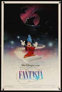 3z238 FANTASIA DS 1sh R90 great image of Mickey Mouse, Disney musical cartoon classic!