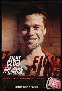3z254 FIGHT CLUB advance 1sh '99 David Fincher, great close-up portrait of Brad Pitt!