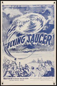 3z265 FLYING SAUCER military 1sh R53 cool sci-fi artwork of UFOs from space & terrified people!