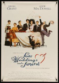 3z268 FOUR WEDDINGS & A FUNERAL int'l 1sh '94 Hugh Grant & pretty Andie McDowell!