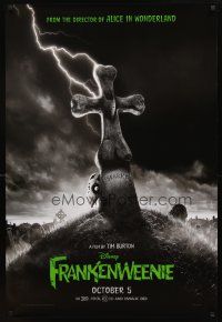 3z270 FRANKENWEENIE teaser DS 1sh '12 Tim Burton, horror image of wacky graveyard!