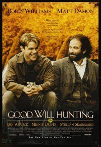 3z301 GOOD WILL HUNTING 1sh '97 great image of smiling Matt Damon & Robin Williams!