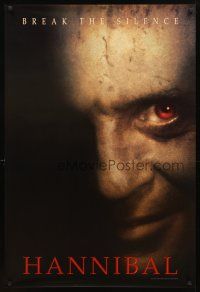 3z314 HANNIBAL teaser 1sh '00 creepy close up of red-eyed Anthony Hopkins as Dr. Lector!