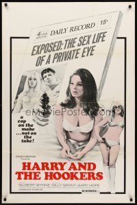 3z319 HARRY & THE HOOKERS 1sh '75 exposed, the sex life of a private eye, sexy art!