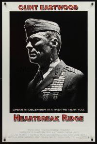 3z323 HEARTBREAK RIDGE int'l advance 1sh '86 Clint Eastwood all decked out in uniform & medals!