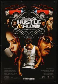 3z351 HUSTLE & FLOW advance DS 1sh '05 Ludacris, Terrence Howard, Everybody gotta have a dream!