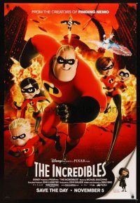3z362 INCREDIBLES family style advance DS 1sh '04 Disney/Pixar animated superhero family!