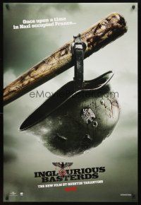 3z372 INGLOURIOUS BASTERDS teaser DS 1sh '09 Quentin Tarantino, Nazi helmet on baseball bat!