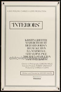 3z380 INTERIORS 1sh '78 Diane Keaton, Mary Beth Hurt, directed by Woody Allen!