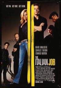3z386 ITALIAN JOB advance DS 1sh '03 Mark Wahlberg, sexy full-length Charlize Theron!
