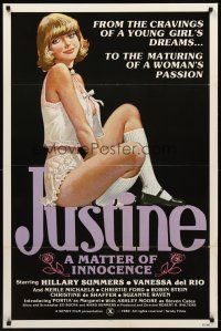 3z403 JUSTINE A MATTER OF INNOCENCE 1sh '80 art of sexy Hillary Summers in title role!