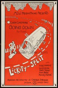 3z434 LICKITY SPLIT red style 1sh '74 directed by Carter Stevens, Linda Lovemore going down road!