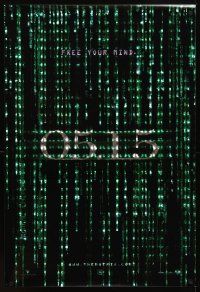 3z491 MATRIX RELOADED holofoil 5.15 teaser 1sh '03 Keanu Reeves, Carrie-Anne Moss, free your mind!