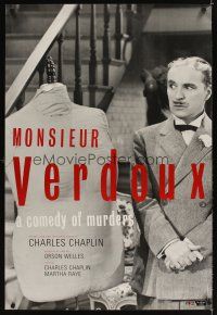 3z517 MONSIEUR VERDOUX 1sh R90s cool stone litho art of Charlie Chaplin as gentleman Bluebeard!