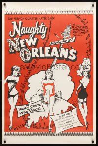 3z548 NAUGHTY NEW ORLEANS 1sh R59 burlesque, wild Louisiana Bourbon St showgirls!