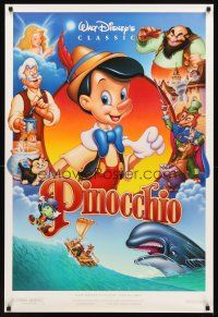 3z597 PINOCCHIO DS 1sh R92 Disney classic cartoon about a wooden boy who wants to be real!