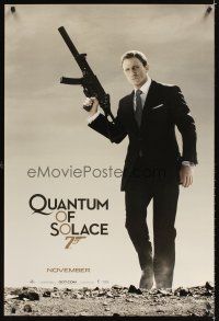 3z626 QUANTUM OF SOLACE teaser DS 1sh '08 Daniel Craig as Bond with H&K submachine gun!