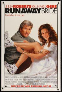 3z673 RUNAWAY BRIDE advance 1sh '99 great image of Richard Gere sitting with Julia Roberts!