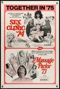 3z696 SEX CLINIC '74/MASSAGE PARLOR '73 1sh '75 see it with the love of your life, sexy double-bill!