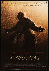 3z703 SHAWSHANK REDEMPTION advance 1sh '94 Tim Robbins, Morgan Freeman, written by Stephen King!