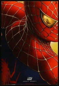 3z732 SPIDER-MAN 2 teaser DS 1sh '04 Sam Raimi, super c/u of Tobey Maguire as Spidey!