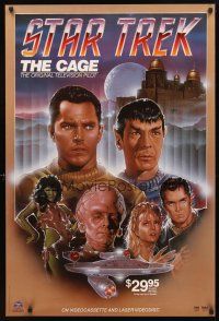 3z745 STAR TREK: THE CAGE TV video 1sh '86 art of Jeffrey Hunter, Susan Oliver, Leonard Nimoy!