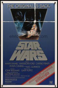 3z746 STAR WARS 1sh R82 George Lucas classic sci-fi epic, great art by Tom Jung!