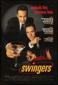 3z771 SWINGERS 1sh '96 Vince Vaughn & Jon Favreau, cocktails first, questions later!