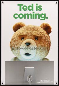 3z777 TED wilding 1sh '12 Mark Wahlberg, Mila Kunis, image of teddy bear using Mac, rare wilding!