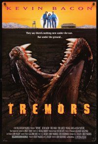 3z819 TREMORS DS 1sh '90 Kevin Bacon, Fred Ward, great sci-fi horror image of monster worm!