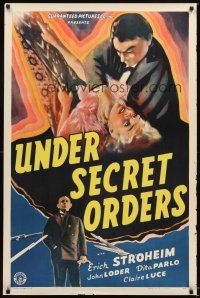 3z838 UNDER SECRET ORDERS 1sh '43 Erich von Stroheim, expose of a most sinister spy ring!