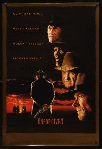 3z841 UNFORGIVEN DS 1sh '92 gunslinger Clint Eastwood, Gene Hackman, Morgan Freeman!