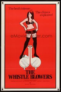 3z872 WHISTLE BLOWERS 1sh '72 artwork of sexy Tanya Tickler, the climax is explosive, x-rated!