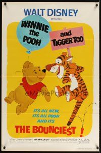 3z878 WINNIE THE POOH & TIGGER TOO 1sh '74 Walt Disney, characters created by A.A. Milne!