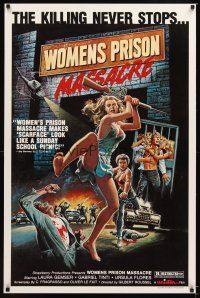 3z883 WOMEN'S PRISON MASSACRE 1sh '85 Emanuelle Fuga Dall'Inferno, wild art of violent girls!