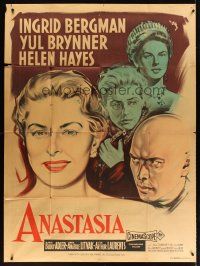 3x611 ANASTASIA French 1p '56 different art of Ingrid Bergman & Yul Brynner by R. Geleng!