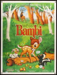 3x622 BAMBI French 1p R90s Walt Disney cartoon deer classic, great art with Thumper & Flower!