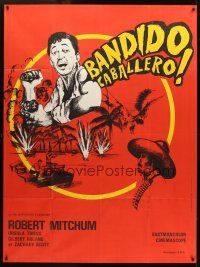 3x624 BANDIDO French 1p '56 artwork of one-man army Robert Mitchum throwing grenade!