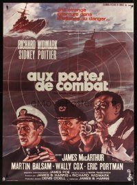3x632 BEDFORD INCIDENT French 1p '65 Richard Widmark, Sidney Poitier, art by Roger Soubie!